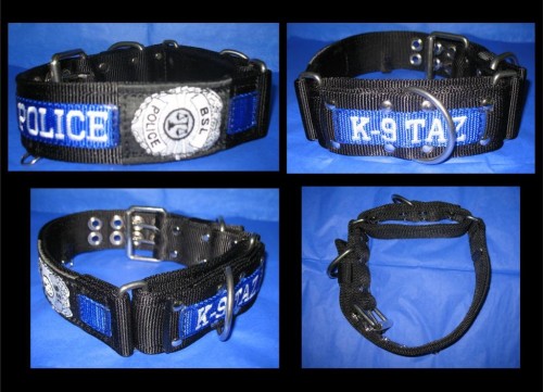 2" K9 DualGrip Collar, Stripe & Embroidery & Badge