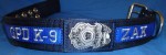 2" K9 Collar, Stripe & Embroidery on Stripe, & Badge