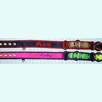 Stripe options for Dual Grip collars: different color in all 3 sections dog collar with center stripe and embroidery